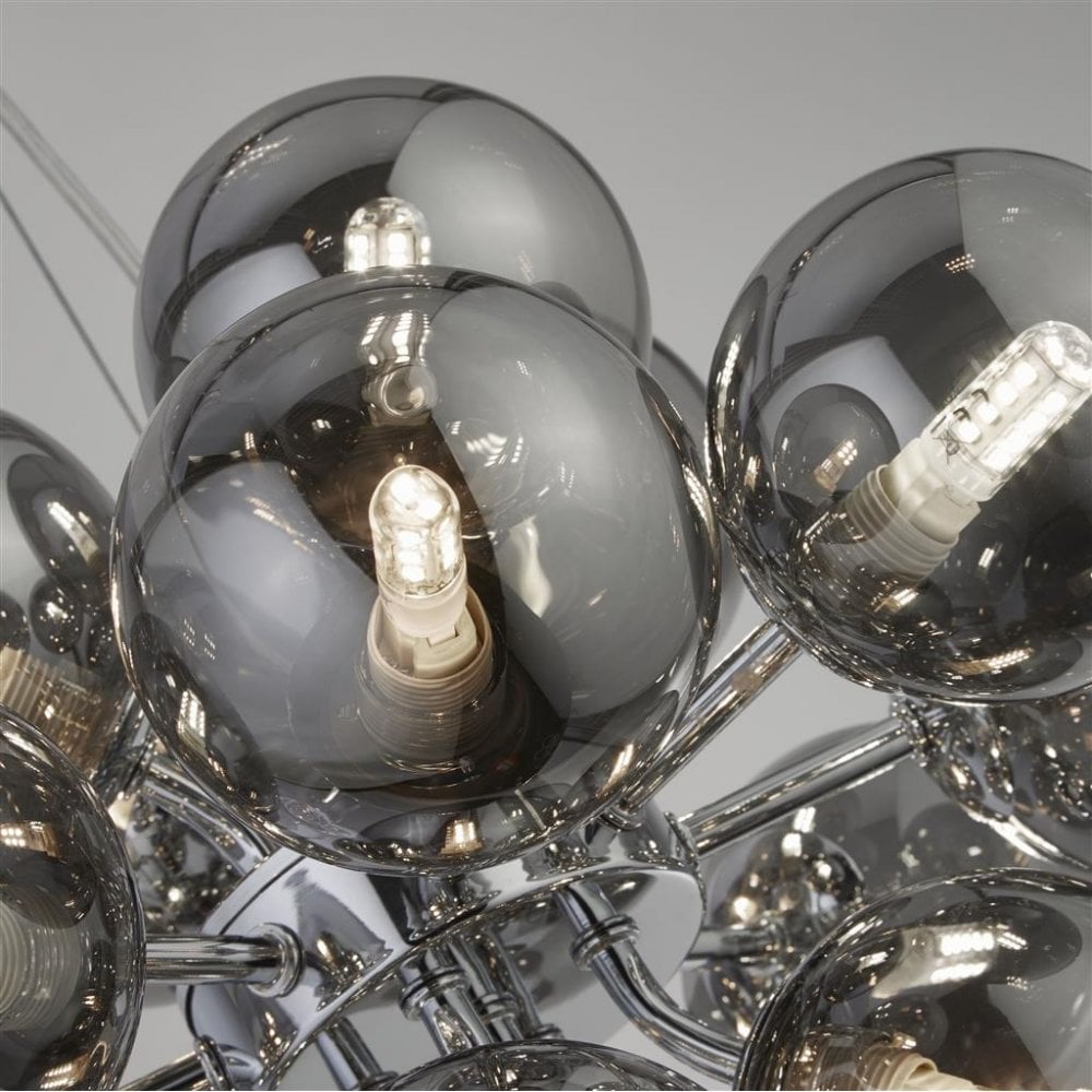 Searchlight Beau 17 Light Ceiling Pendant - Chrome & Smoked Glass