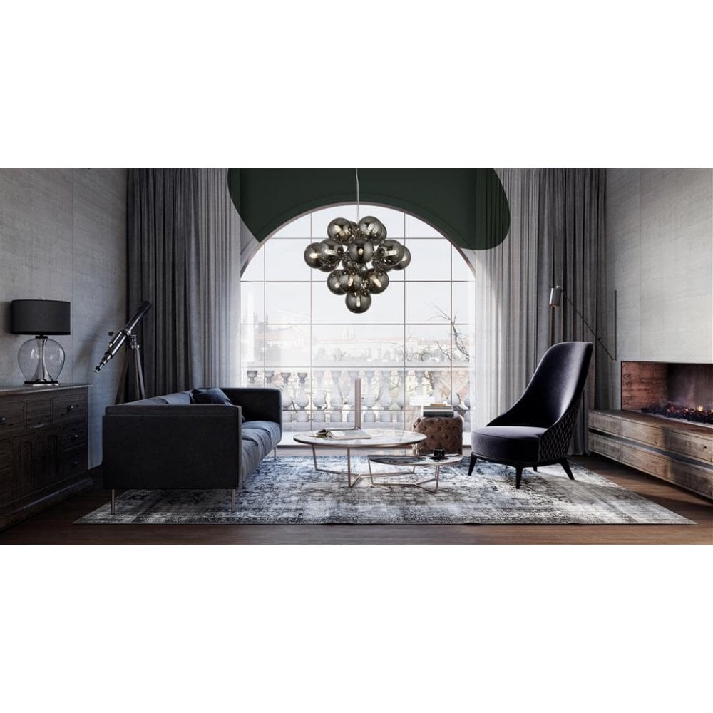 Searchlight Beau 17 Light Ceiling Pendant - Chrome & Smoked Glass