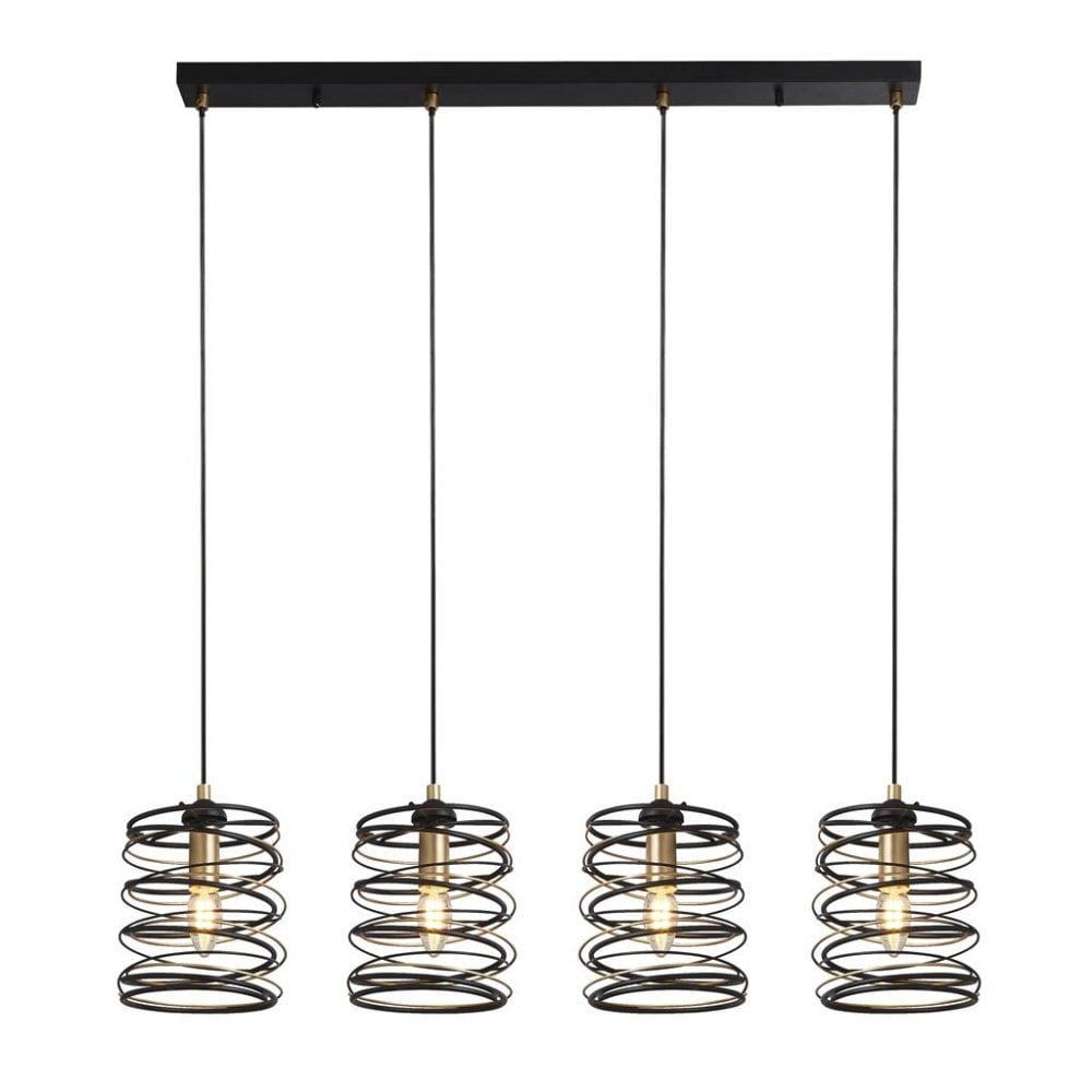 Searchlight Snowdrop 4 Light Bar Ceiling Pendant - Black & Gold