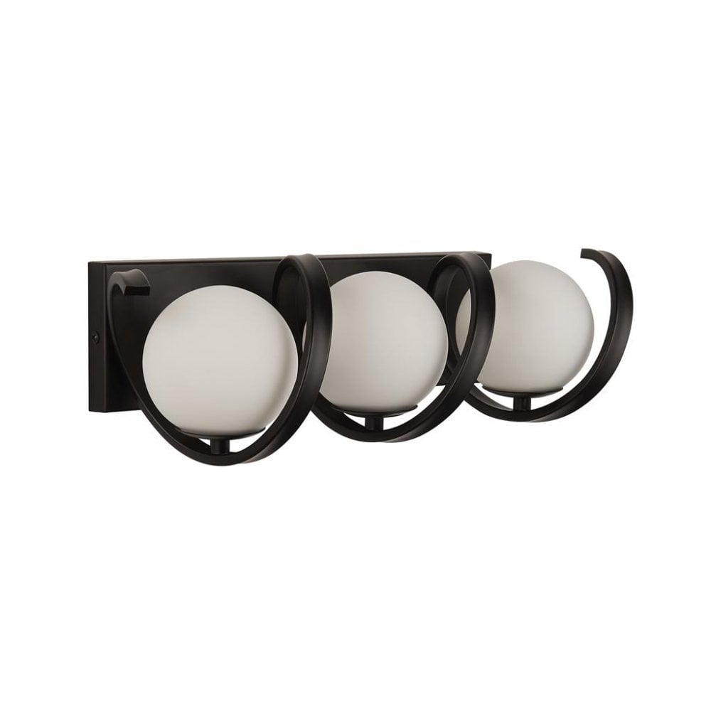 Searchlight Twirls 3 Light Wall Light - Black & Opal