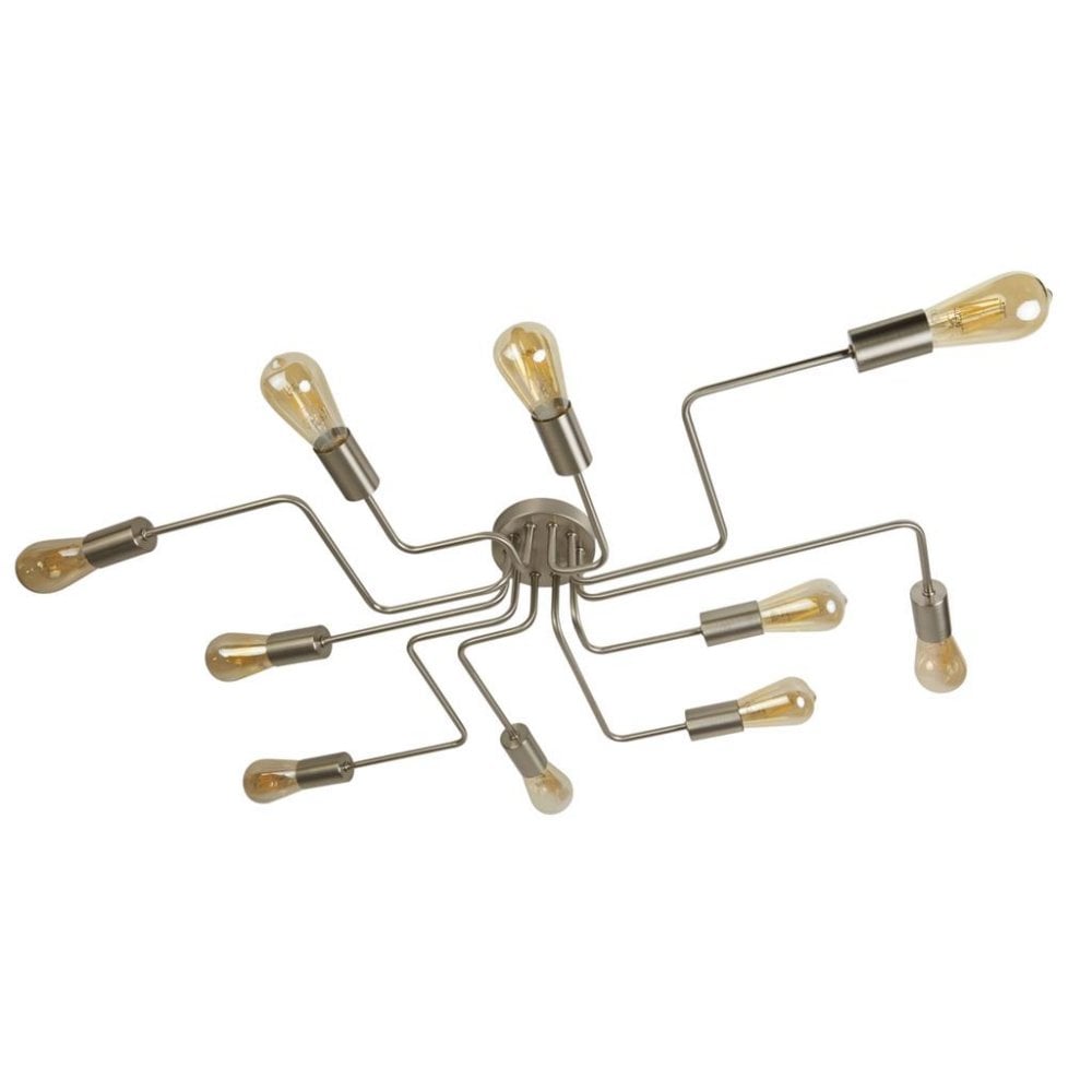 Searchlight Canton 10 Light Flush Ceiling Light - Satin Silver