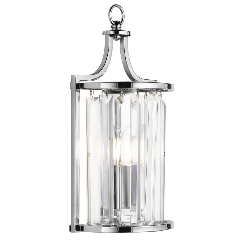 Searchlight Villier Wall Light - Chrome & Crystal Glass