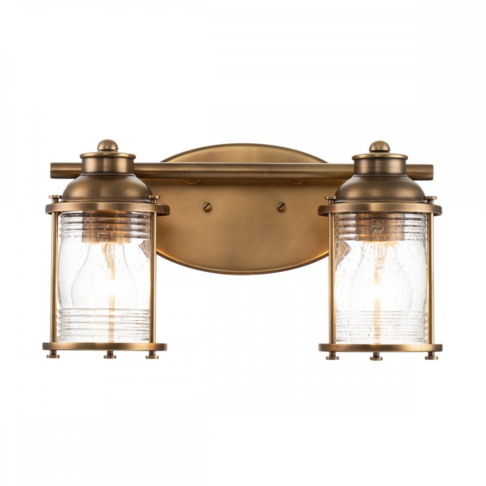Quintiesse Ashland Bay 2 Light Bathroom Wall Light - Natural Brass