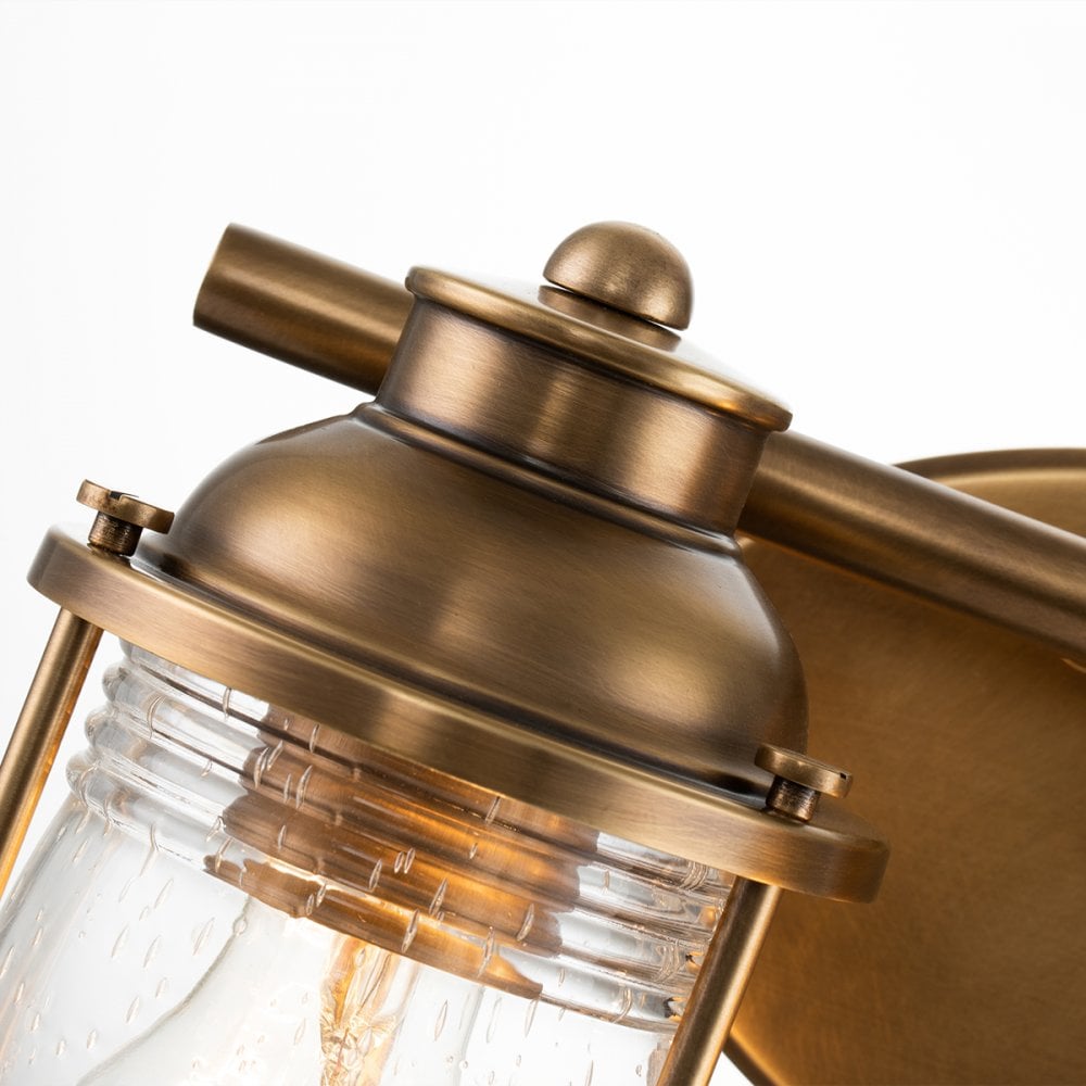 Quintiesse Ashland Bay 2 Light Bathroom Wall Light - Natural Brass