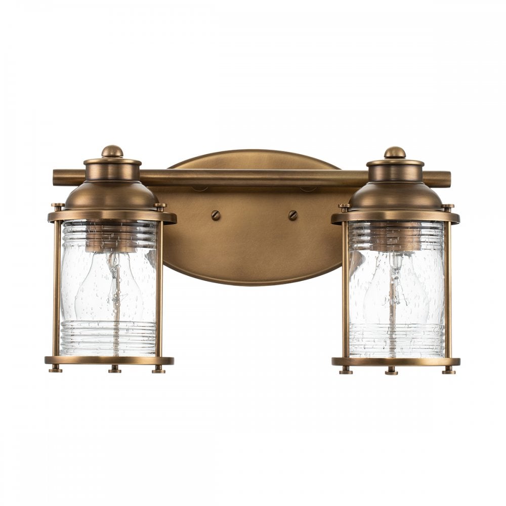 Quintiesse Ashland Bay 2 Light Bathroom Wall Light - Natural Brass