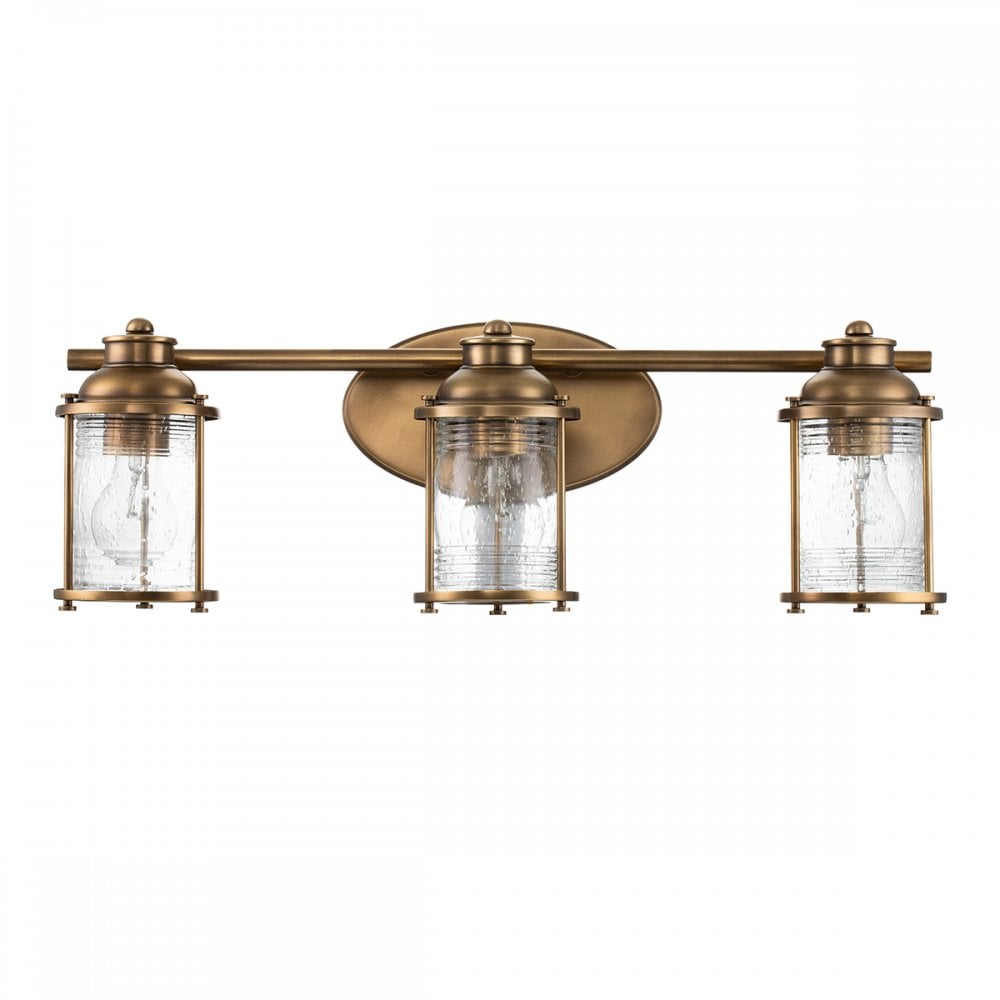 Quintiesse Ashland Bay 3 Light Bathroom Wall Light - Natural Brass