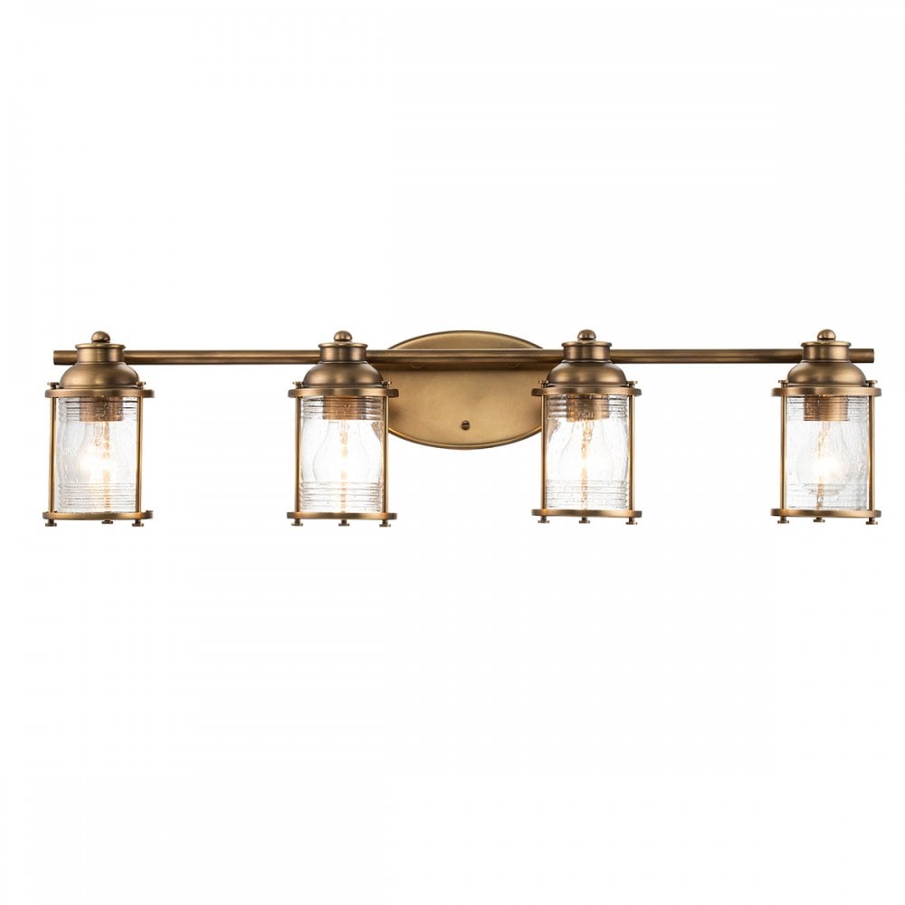 Quintiesse Ashland Bay 4 Light Bathroom Wall Light - Natural Brass