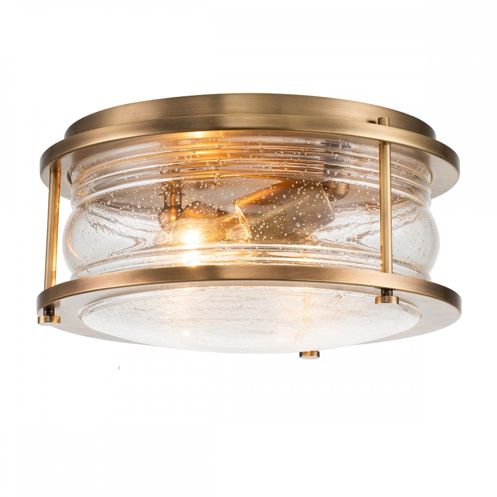 Quintiesse Ashland Bay 2 Light Bathroom Flush Fitting - Natural Brass