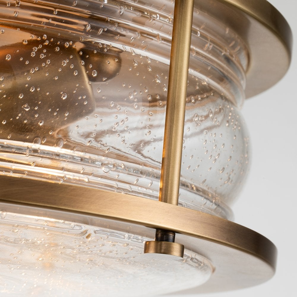 Quintiesse Ashland Bay 2 Light Bathroom Flush Fitting - Natural Brass