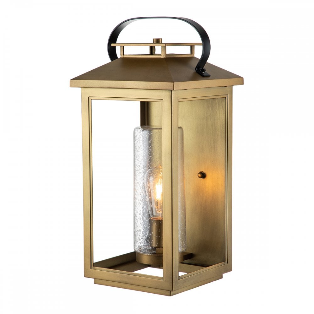 Quintiesse Atwater Single Large Wall Lantern - Distressed Brass