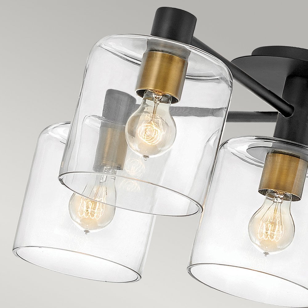 Quintiesse Axel 5 Light Semi-Flush Fitting - Black & Heritage Brass