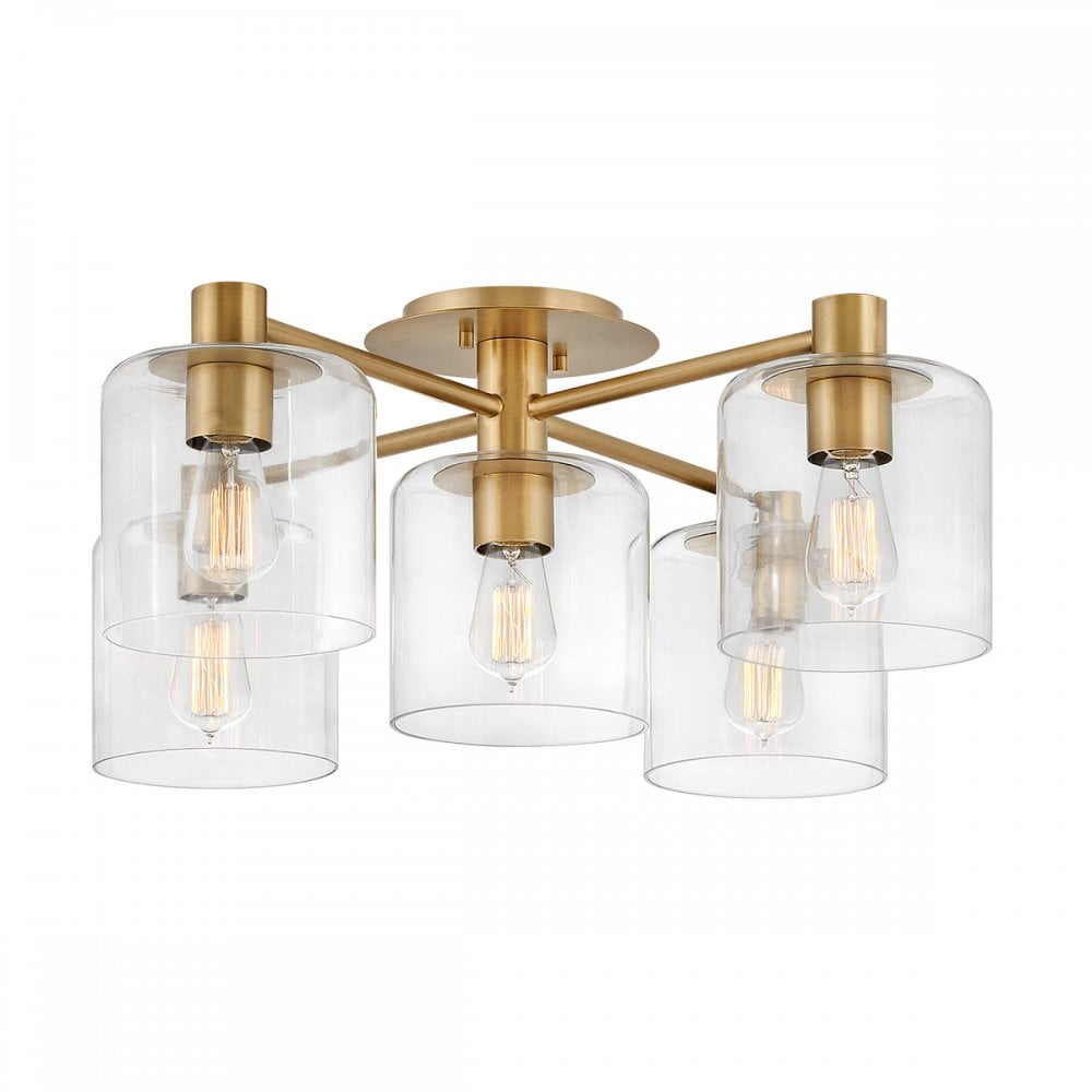 Quintiesse Axel 5 Light Semi-Flush Fitting - Heritage Brass