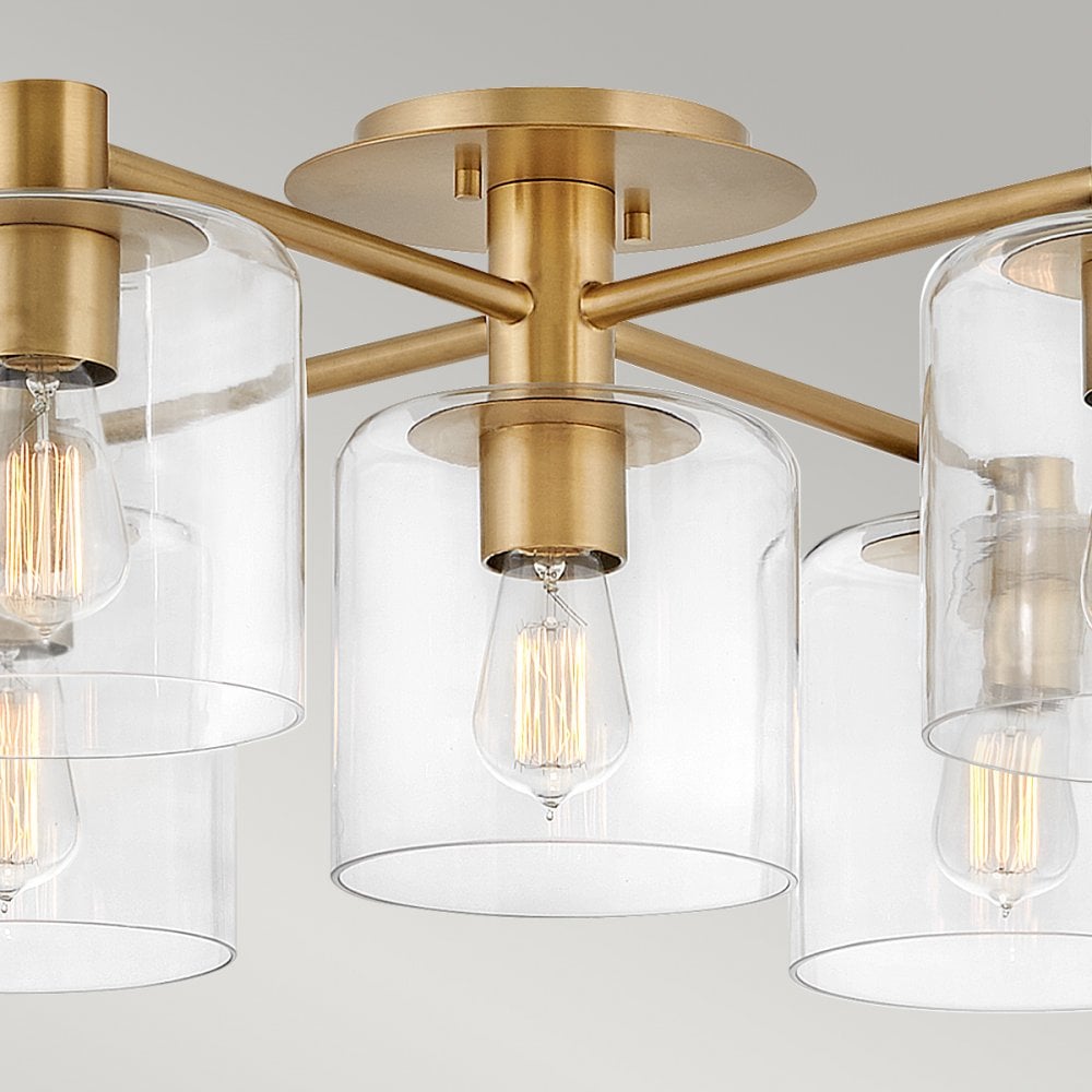 Quintiesse Axel 5 Light Semi-Flush Fitting - Heritage Brass