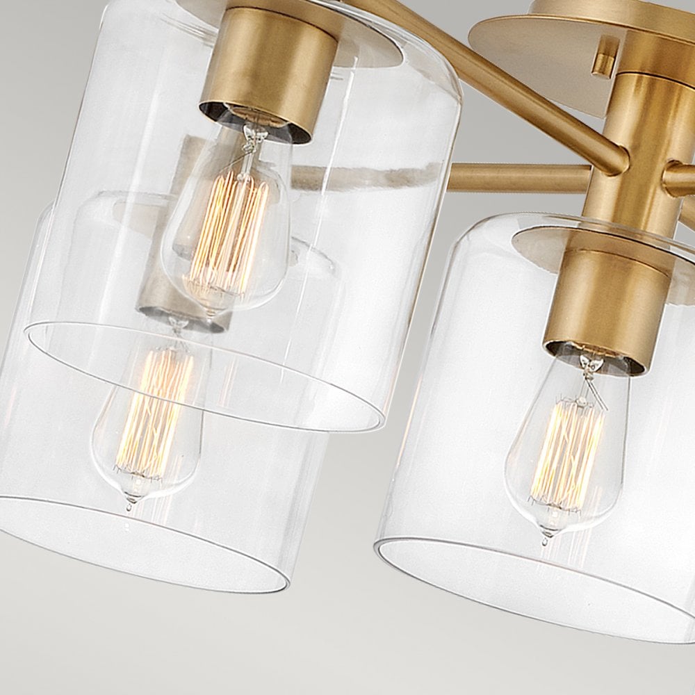 Quintiesse Axel 5 Light Semi-Flush Fitting - Heritage Brass