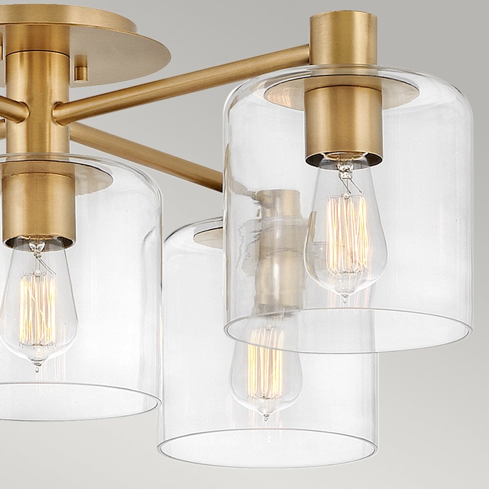Quintiesse Axel 5 Light Semi-Flush Fitting - Heritage Brass