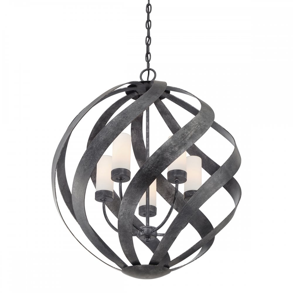 Quintiesse Blacksmith 5 Light Outdoor Chandelier - Old Black