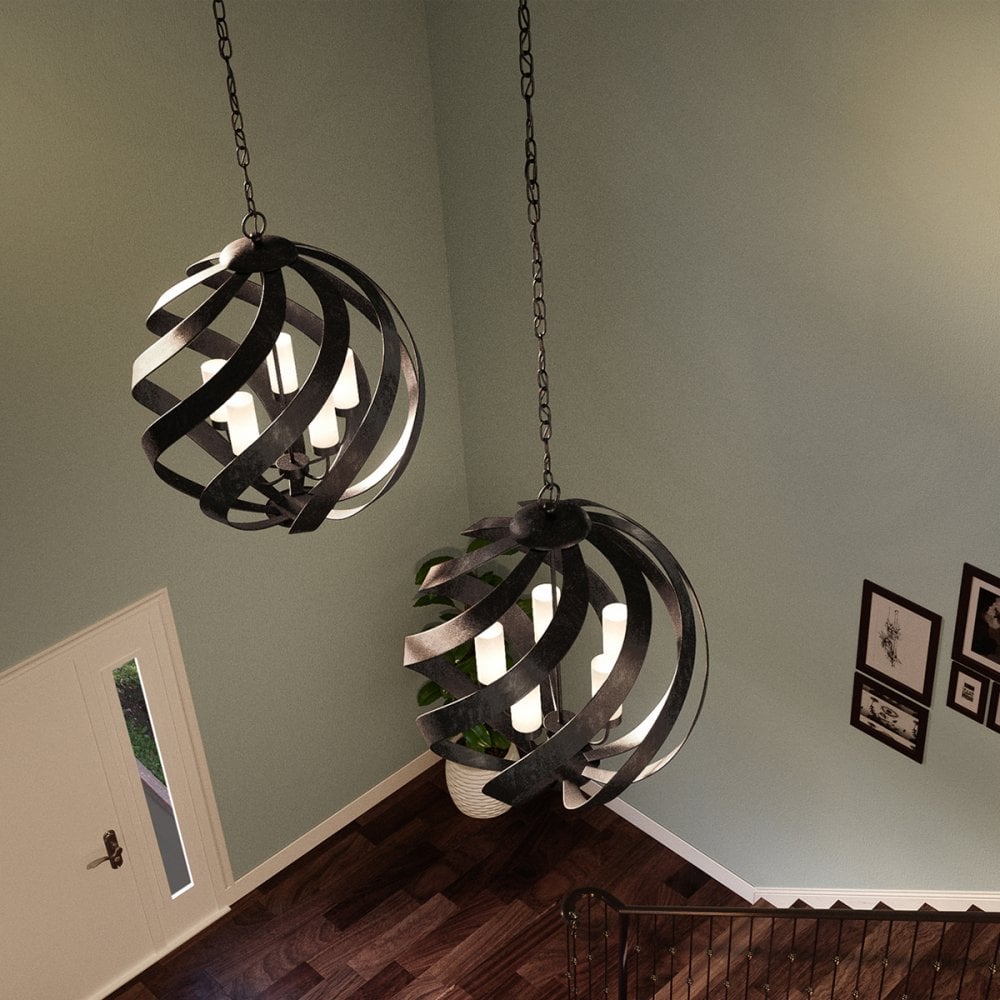 Quintiesse Blacksmith 5 Light Outdoor Chandelier - Old Black