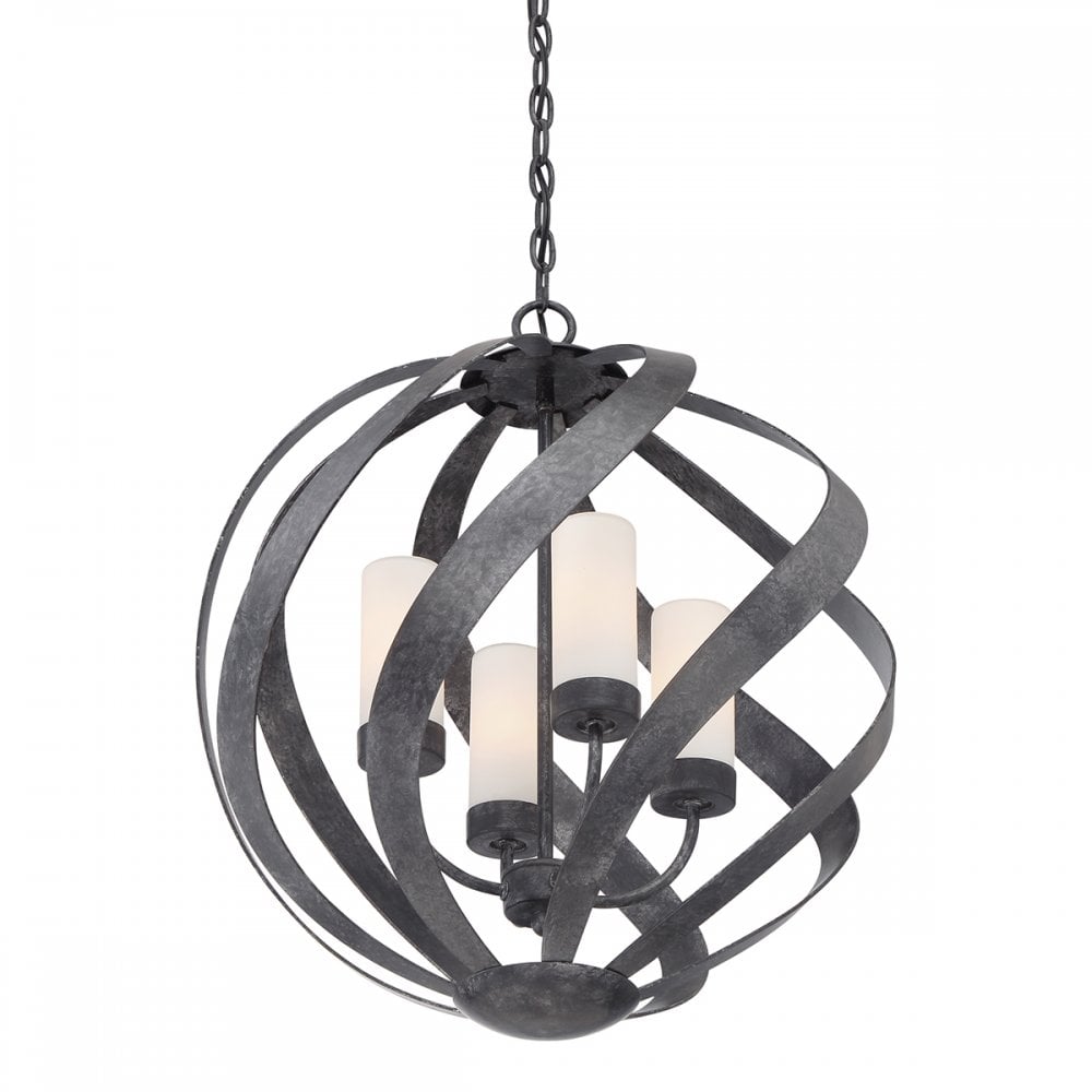 Quintiesse Blacksmith 4 Light Outdoor Chandelier - Old Black