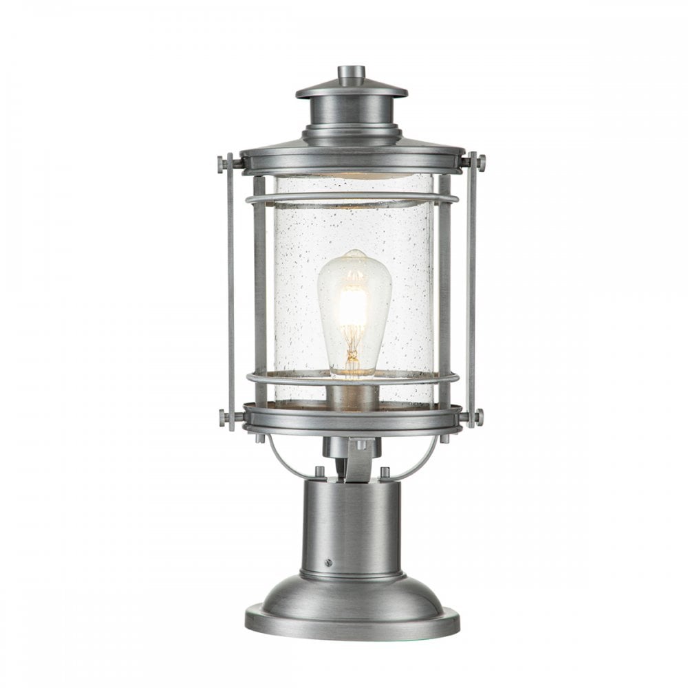 Quintiesse Booker Single Medium Pedestal Lantern - Aluminium