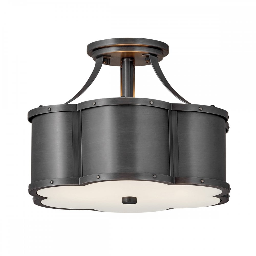 Quintiesse Chance 2 Light Semi-Flush Fitting - Blackened Brass