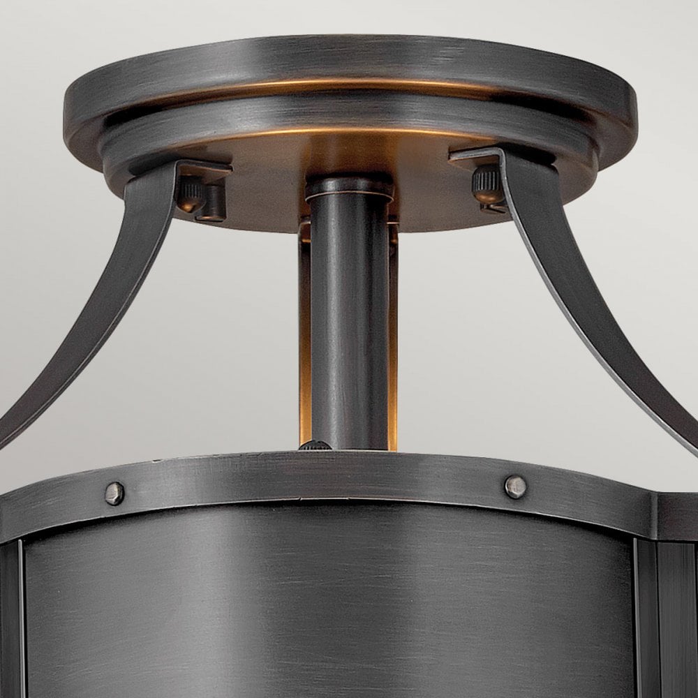 Quintiesse Chance 2 Light Semi-Flush Fitting - Blackened Brass