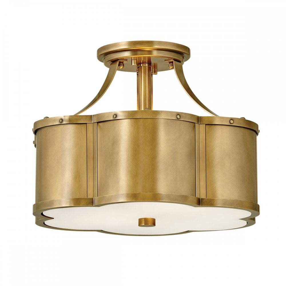 Quintiesse Chance 2 Light Semi-Flush Fitting - Heritage Brass
