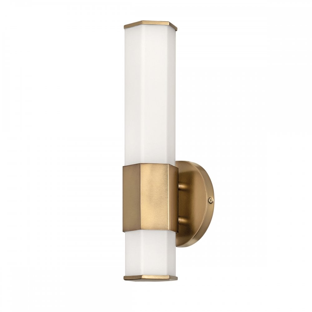 Quintiesse Facet Single LED Bathroom Wall Light - Heritage Brass