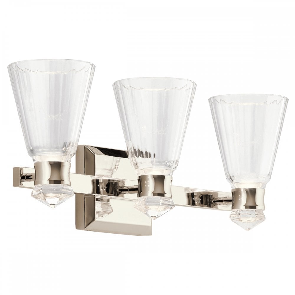 Quintiesse Kayva LED 3 Arm Dual-lit Bathroom Wall Light - Polished Nickel