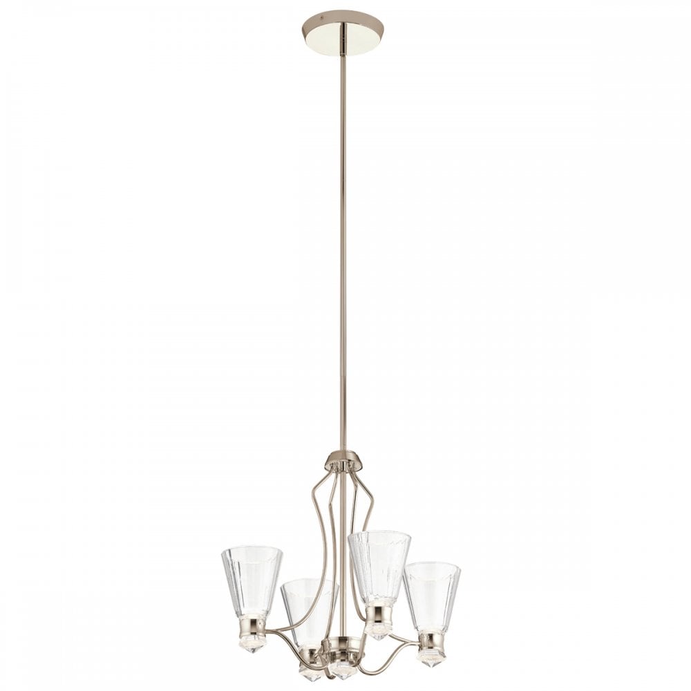 Quintiesse Kayva LED 9 Light 4 Arm Chandelier - Polished Nickel