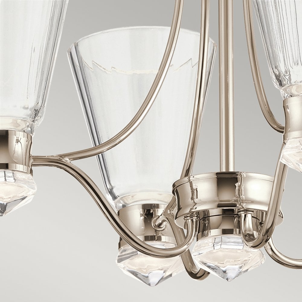 Quintiesse Kayva LED 9 Light 4 Arm Chandelier - Polished Nickel