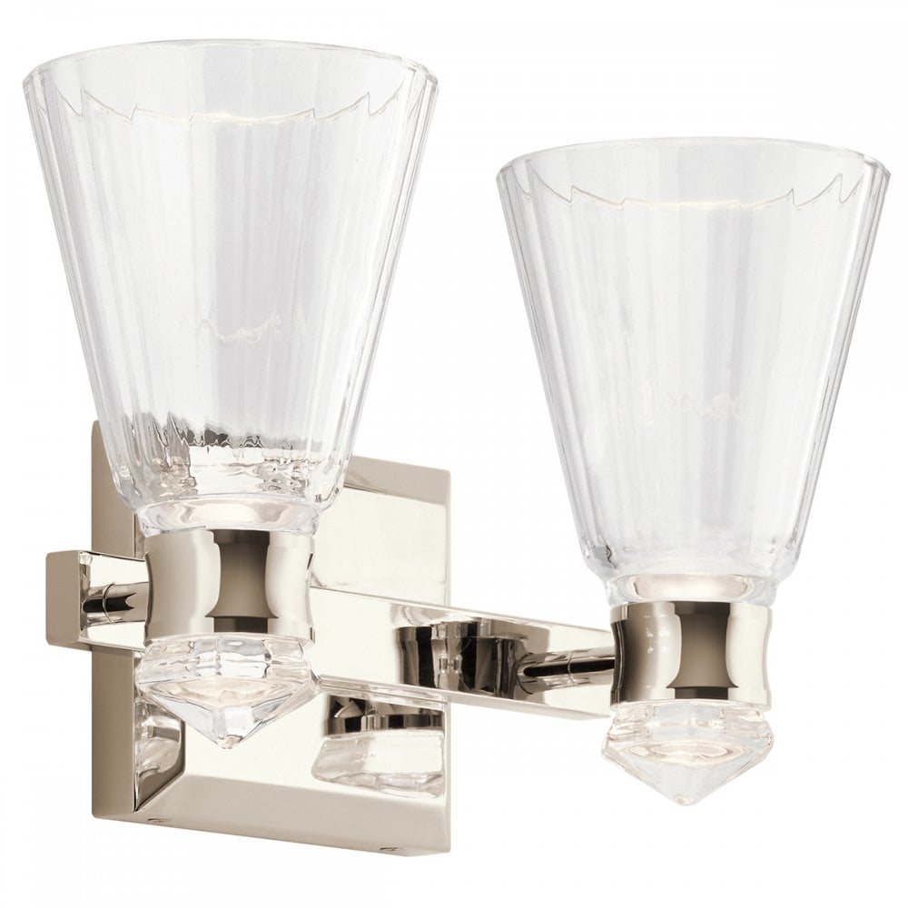 Quintiesse Kayva LED 2 Arm Dual-lit Bathroom Wall Light - Polished Nickel