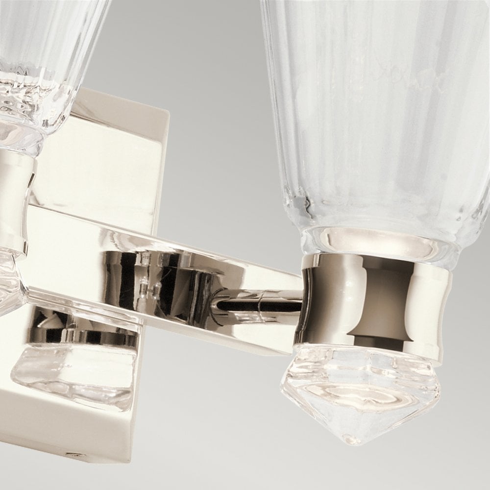 Quintiesse Kayva LED 2 Arm Dual-lit Bathroom Wall Light - Polished Nickel