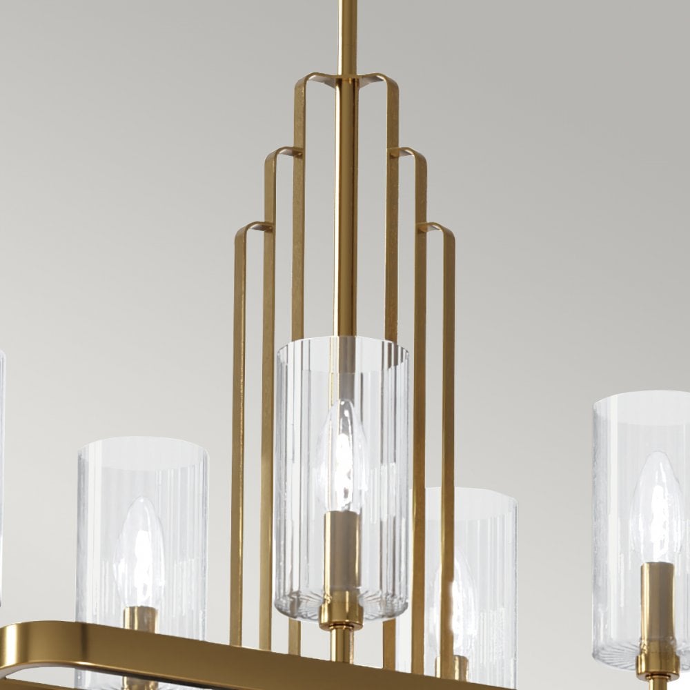 Quintiesse Kimrose 10 Light Linear Chandelier - Brushed Natural Brass