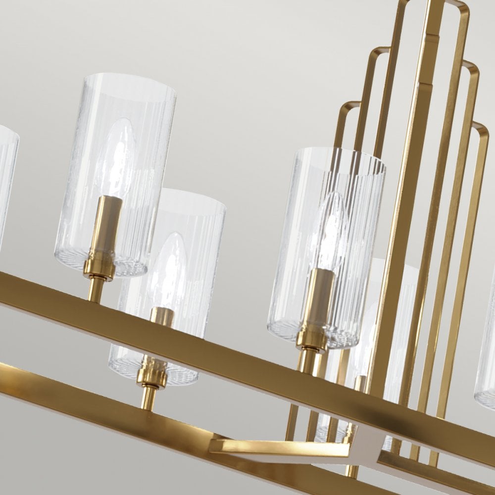 Quintiesse Kimrose 10 Light Linear Chandelier - Brushed Natural Brass
