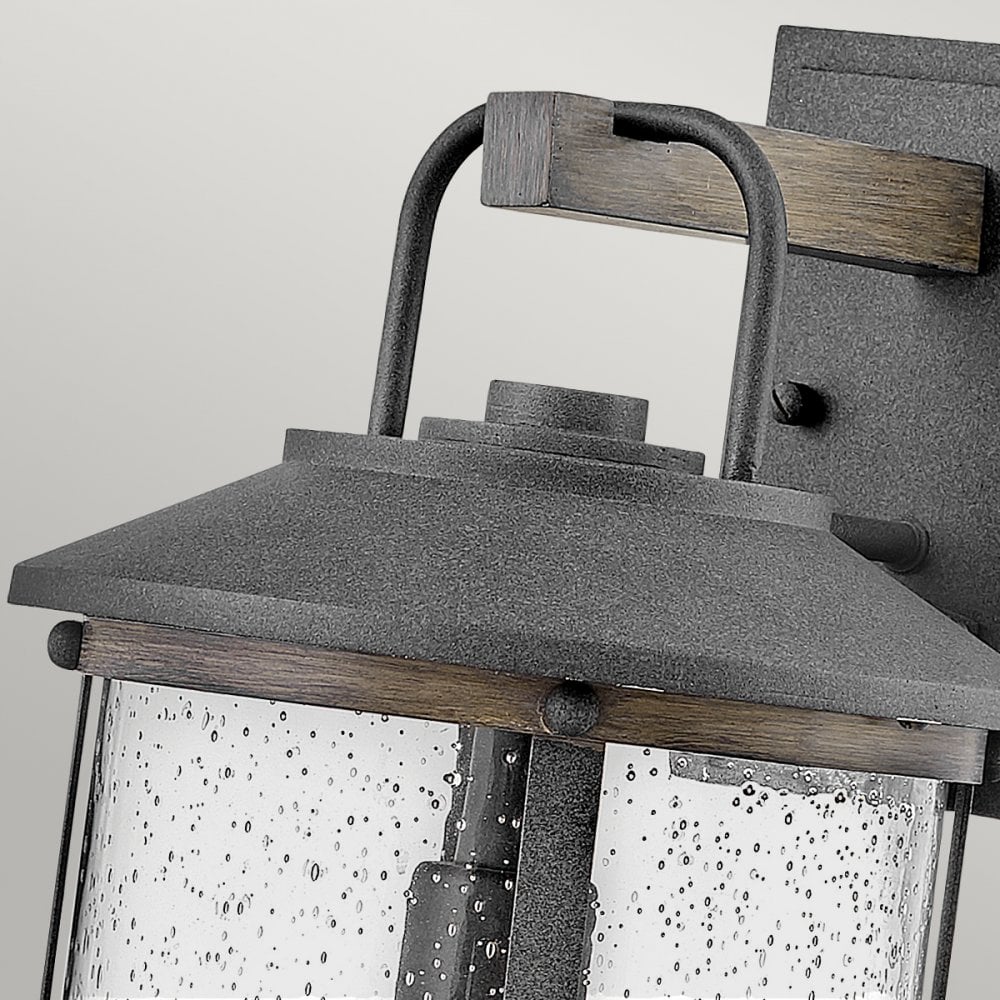 Quintiesse Lakehouse Single Medium Wall Lantern - Aged Zinc with Driftwood Grey