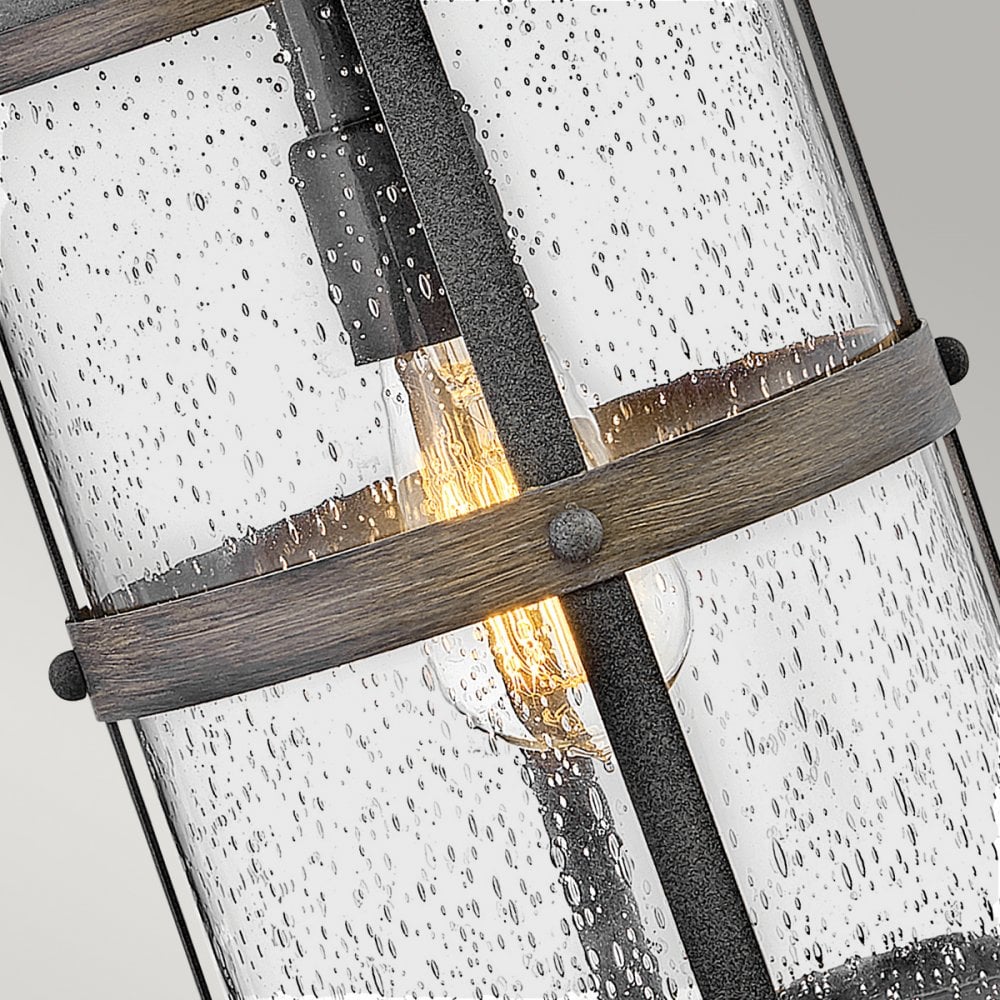 Quintiesse Lakehouse Single Medium Wall Lantern - Aged Zinc with Driftwood Grey