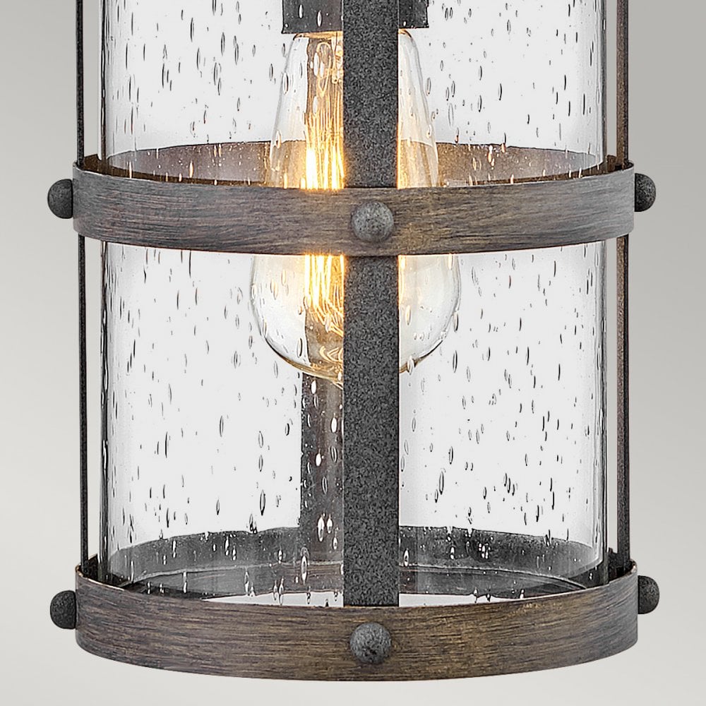 Quintiesse Lakehouse Single Small Wall Lantern - Aged Zinc with Driftwood Grey