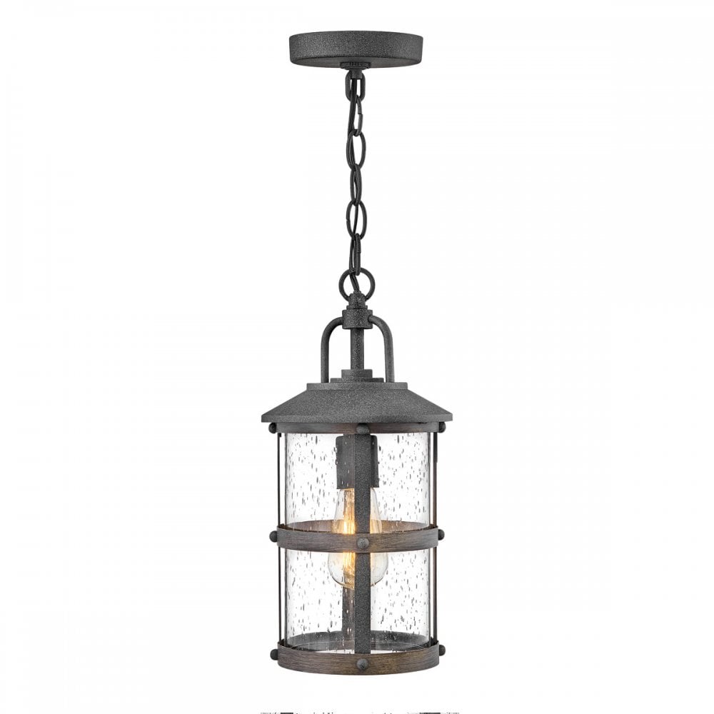 Quintiesse Lakehouse Single Small Chain Lantern - Aged Zinc with Driftwood Grey