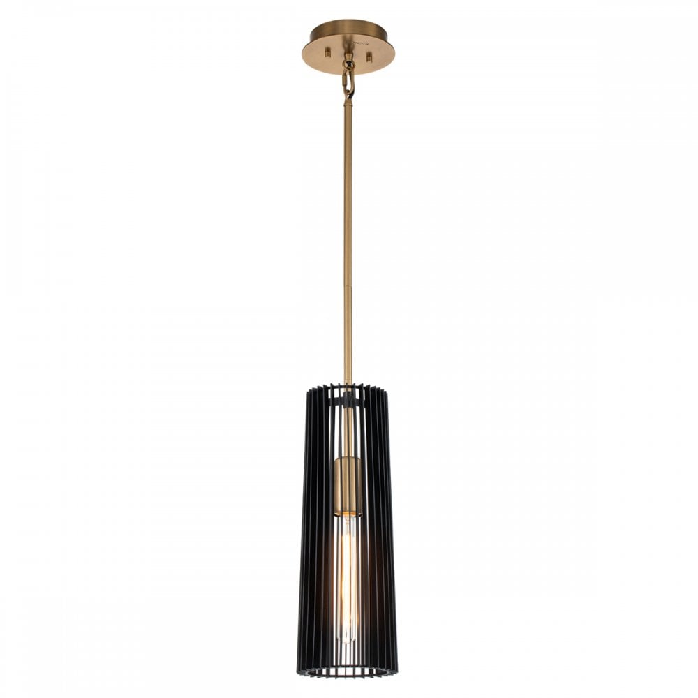 Quintiesse Linara Single Pendant - Black & Natural Brass