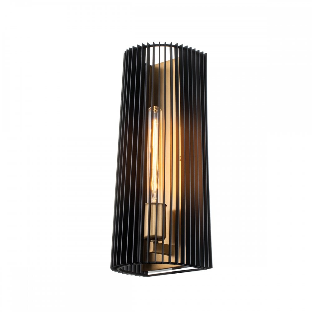 Quintiesse Linara Single Wall Light - Black & Natural Brass