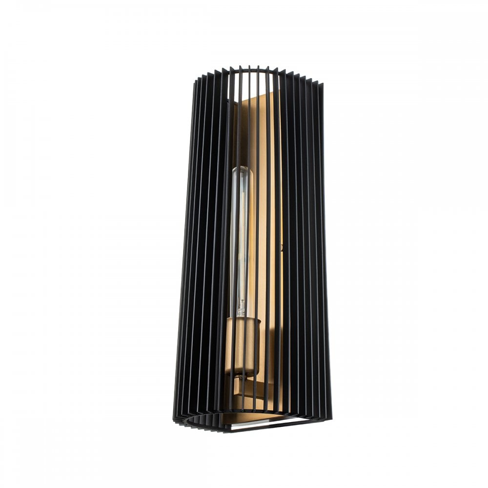 Quintiesse Linara Single Wall Light - Black & Natural Brass