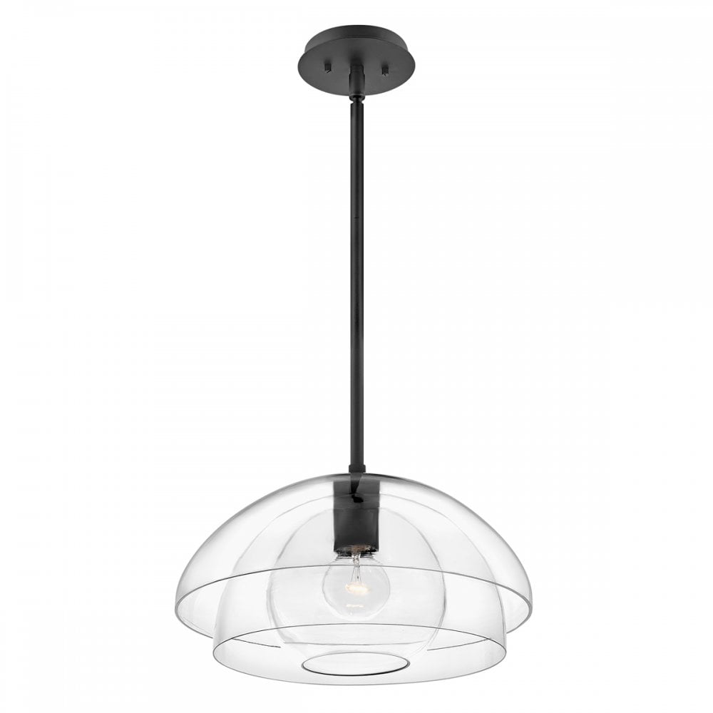 Quintiesse Lotus Single Pendant / Semi-Flush Fitting - Black