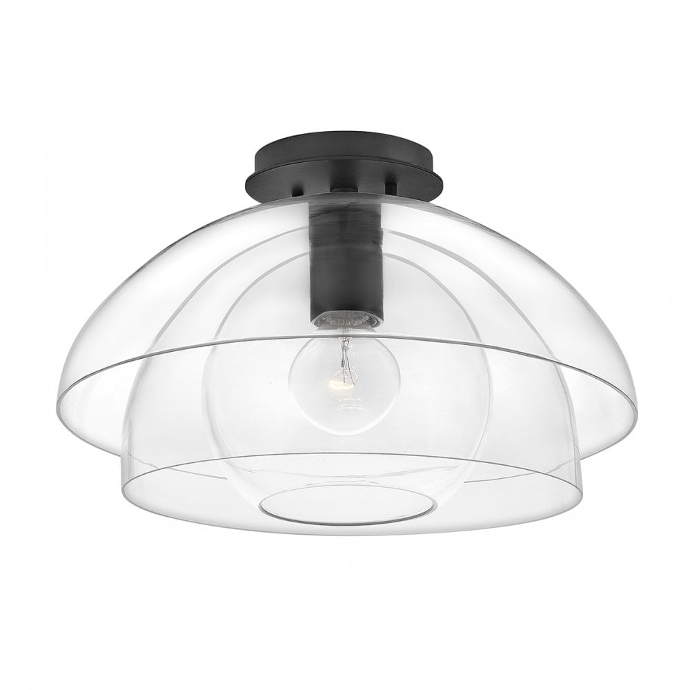 Quintiesse Lotus Single Pendant / Semi-Flush Fitting - Black