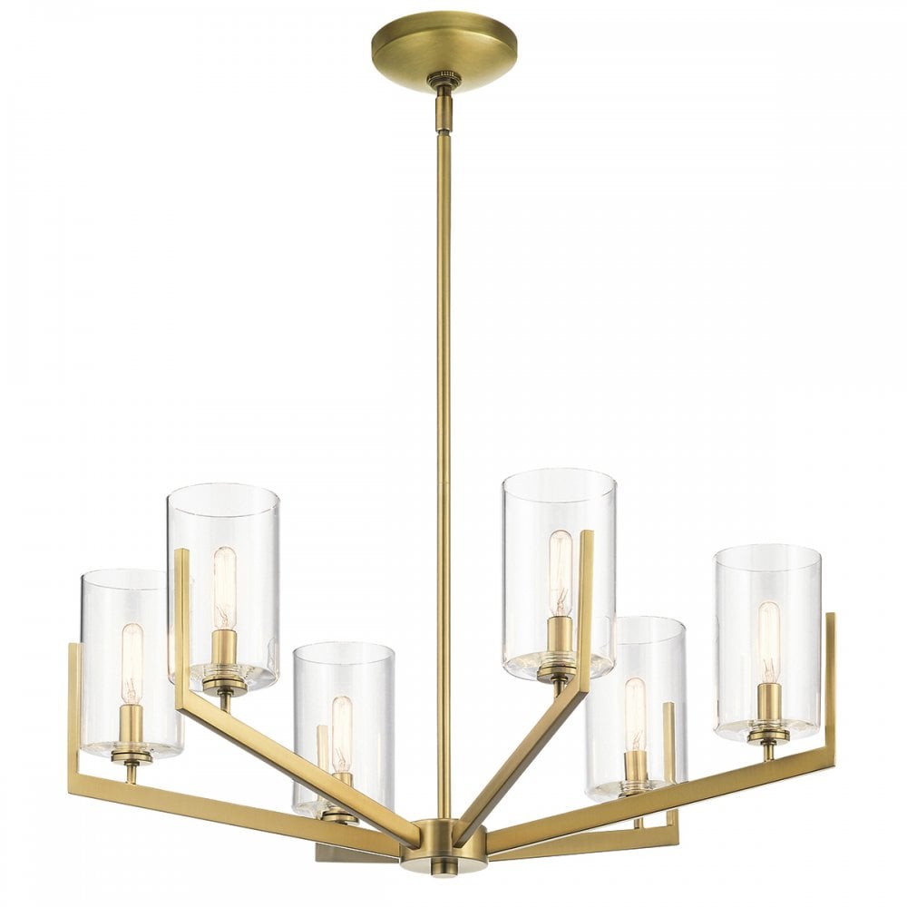 Quintiesse Nye 6 Light Chandelier - Brushed Natural Brass