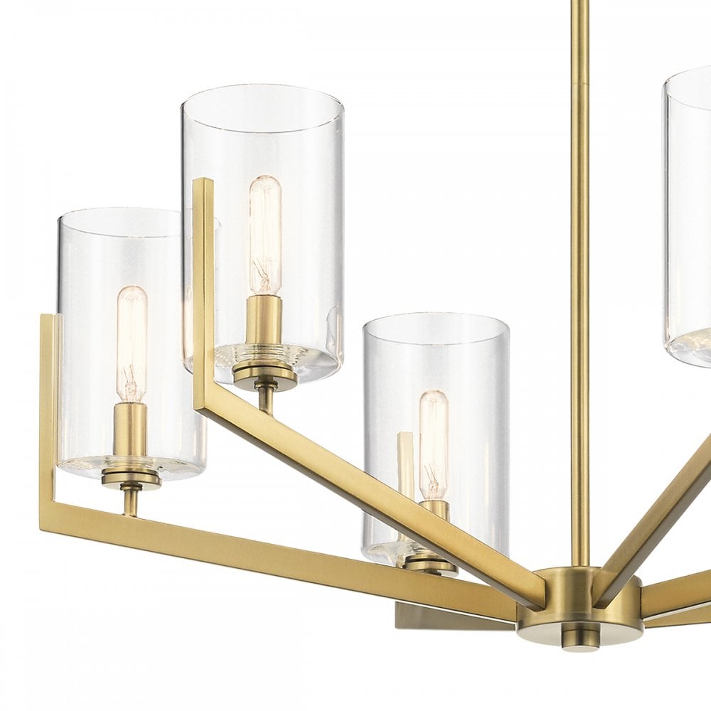 Quintiesse Nye 6 Light Chandelier - Brushed Natural Brass