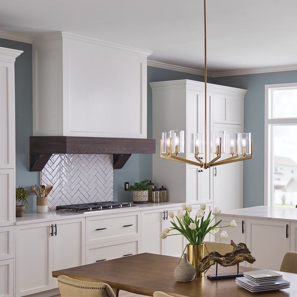 Quintiesse Nye 6 Light Chandelier - Brushed Natural Brass