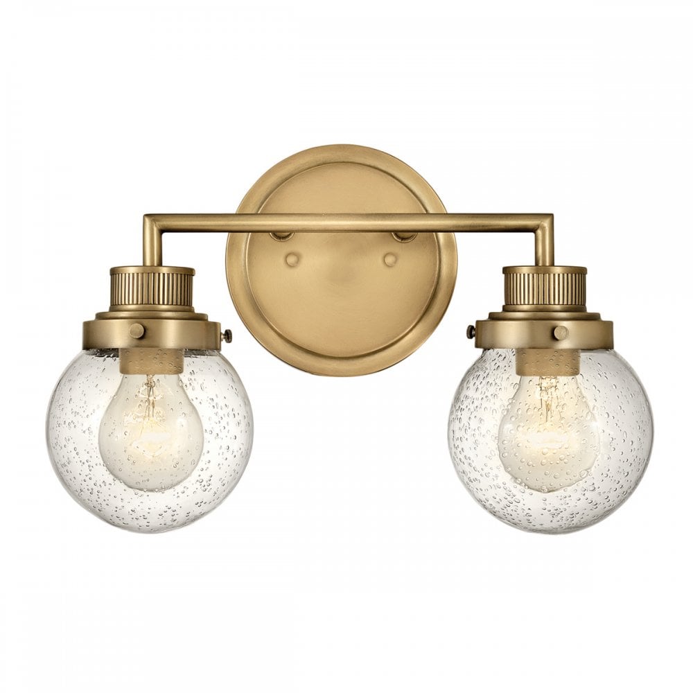Quintiesse Poppy 2 Light Bathroom Wall Light - Heritage Brass