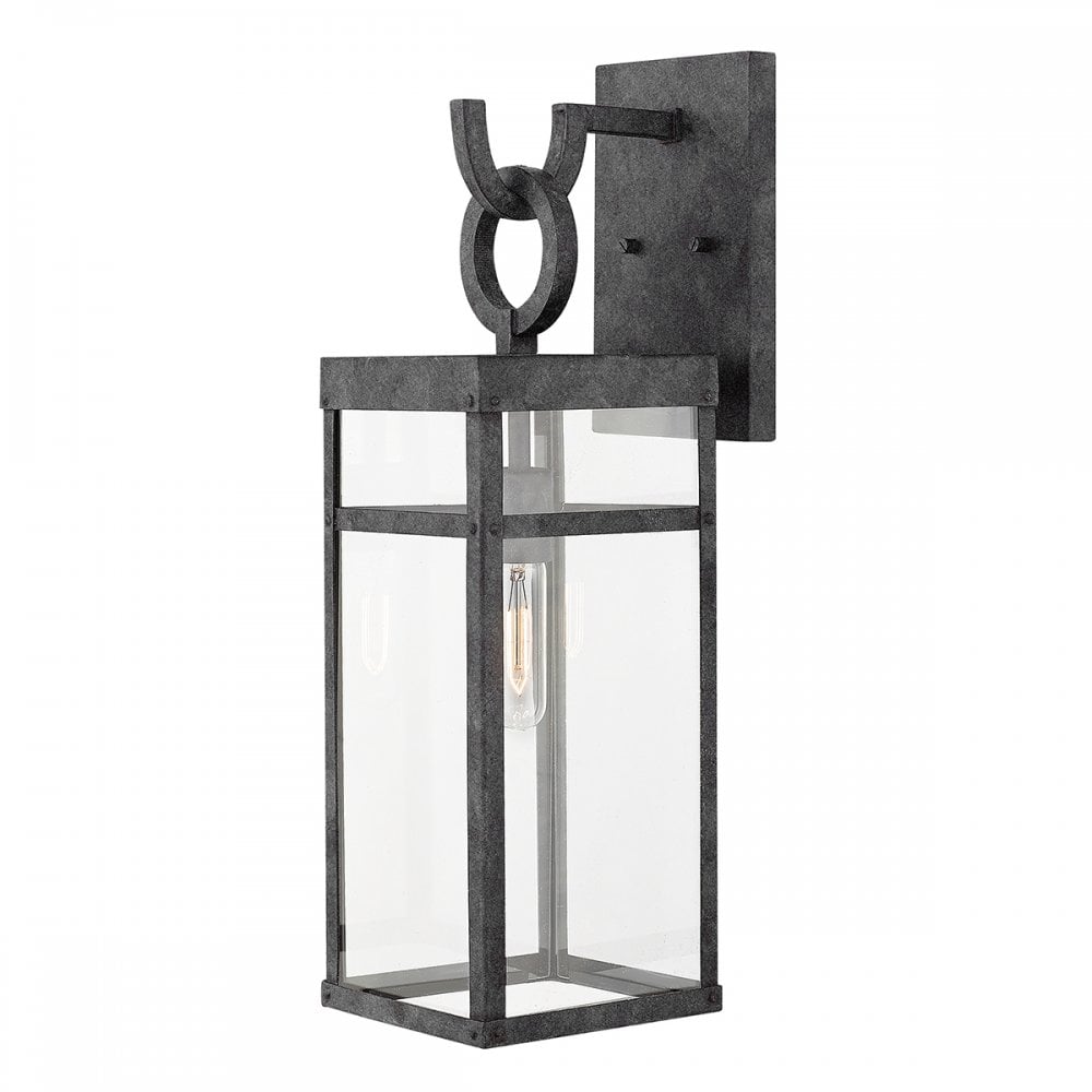 Quintiesse Porter Single Large Wall Lantern - Aged Zinc