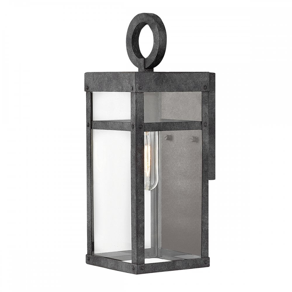 Quintiesse Porter Single Small Wall Lantern - Aged Zinc