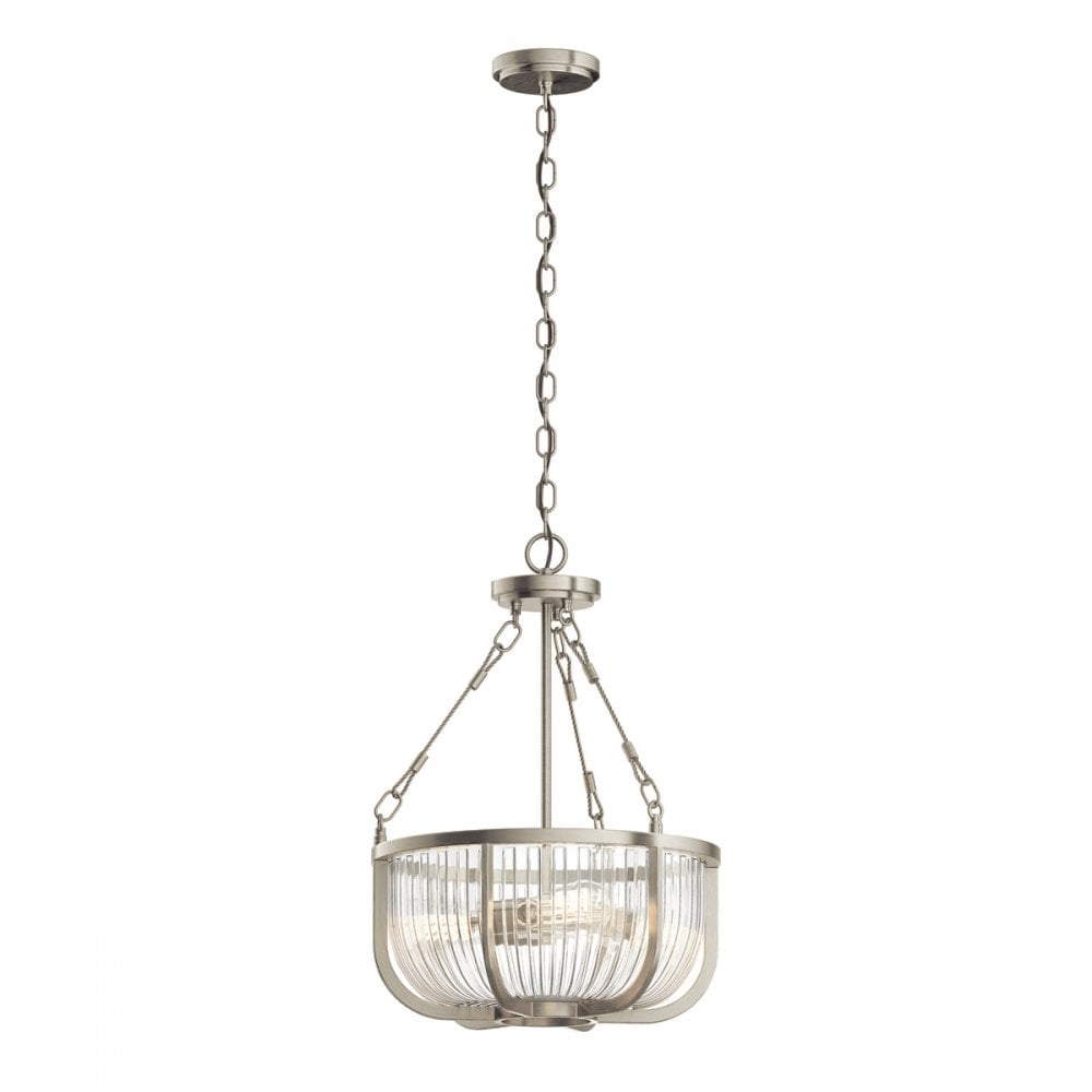 Quintiesse Roux 3 Light Pendant / Semi-Flush - Brushed Nickel